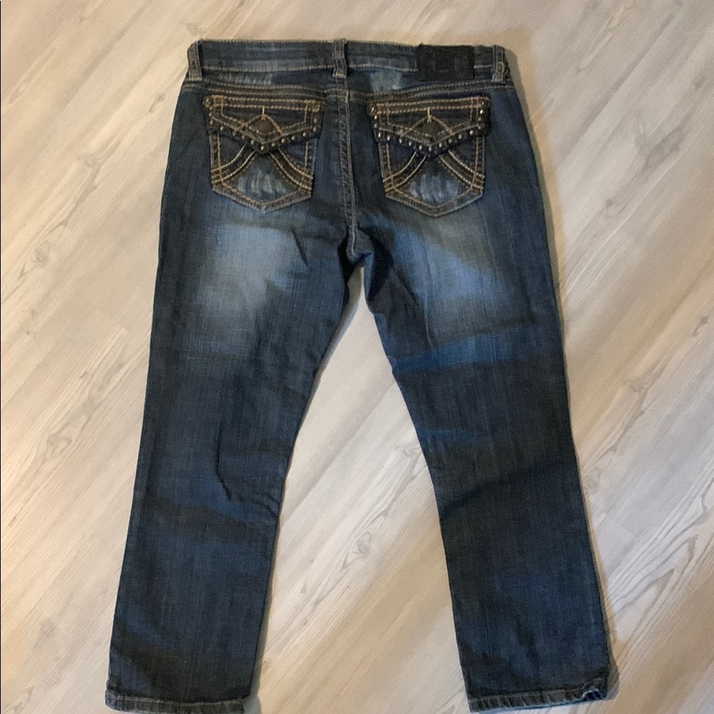 Rock Revival Blue Denim Capris with Vintage Wash - Picture 6 of 6